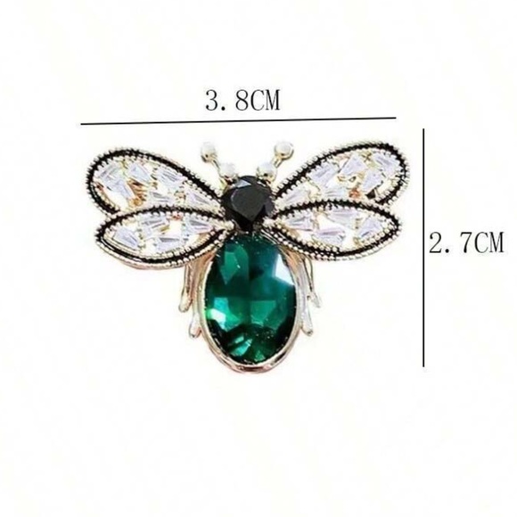 NWT Green & Gold Bug Rhinestone Pin - Picture 3 of 6